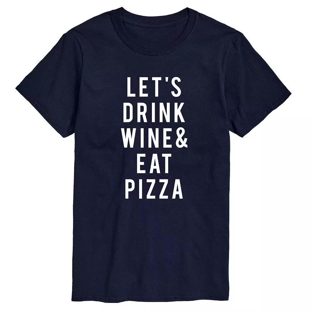 Men's Lets Drink Wine And Eat Pizza Graphic Tee, Size: Small, Blue Product Image