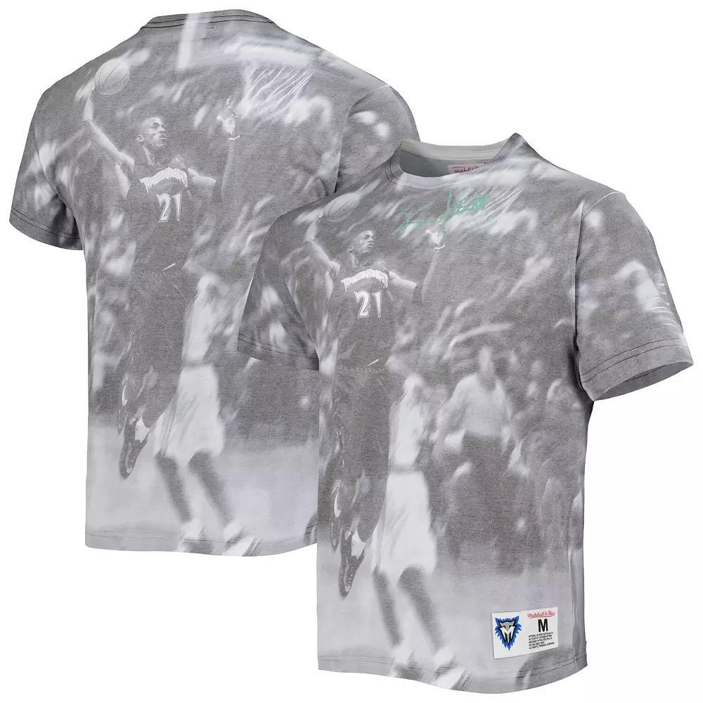 Men's Mitchell & Ness Kevin Garnett Gray Minnesota Timberwolves Above The Rim Sublimated T-Shirt,  Product Image