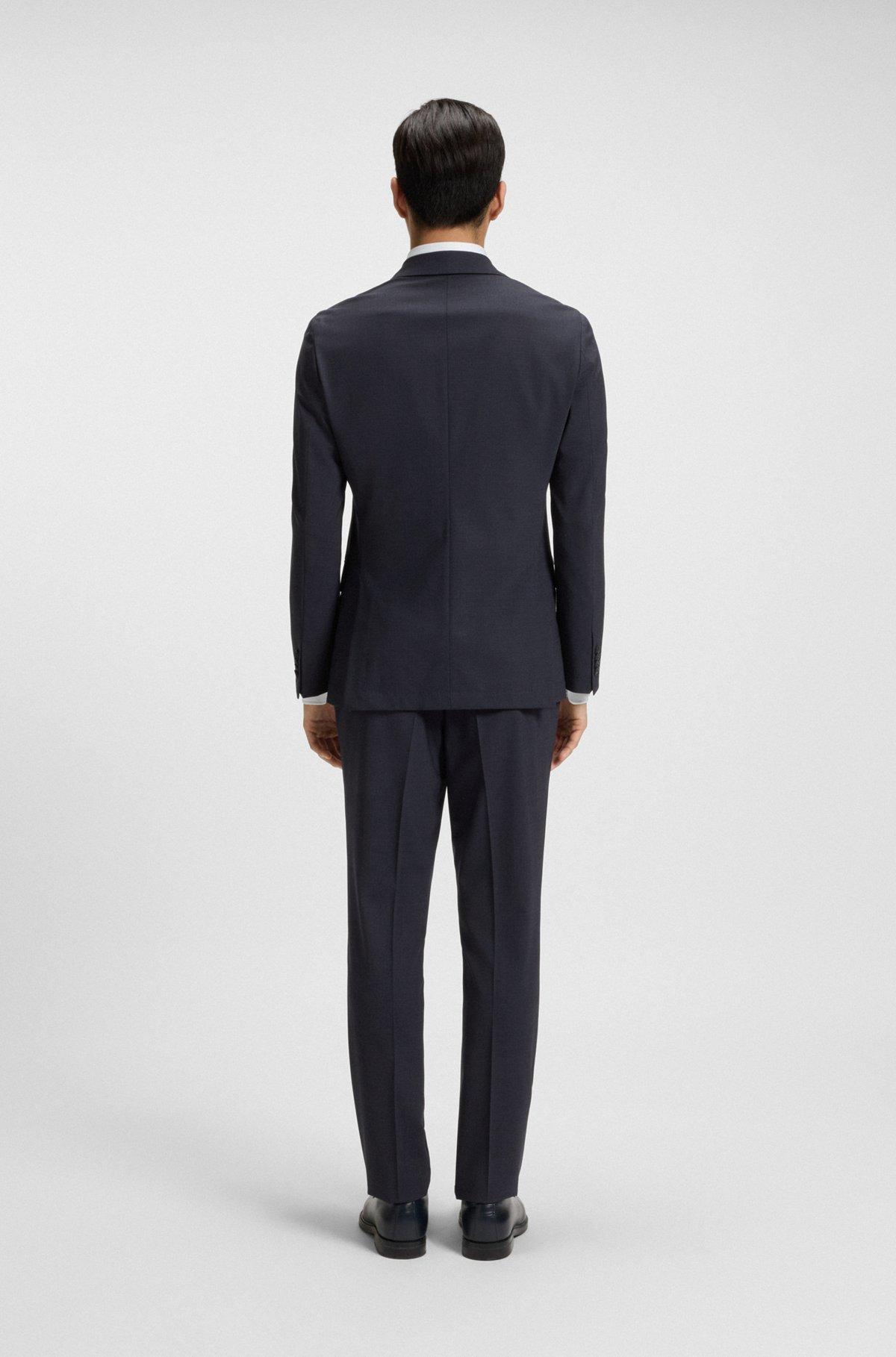 BOSS - Slim-fit suit in micro-patterned stretch fabric - Dark Blue Product Image
