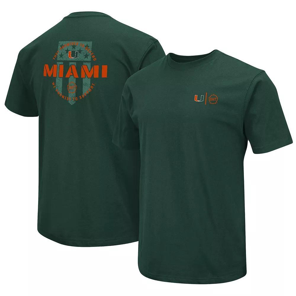 Men's Colosseum Green Miami Hurricanes OHT Military Appreciation T-Shirt,  Product Image