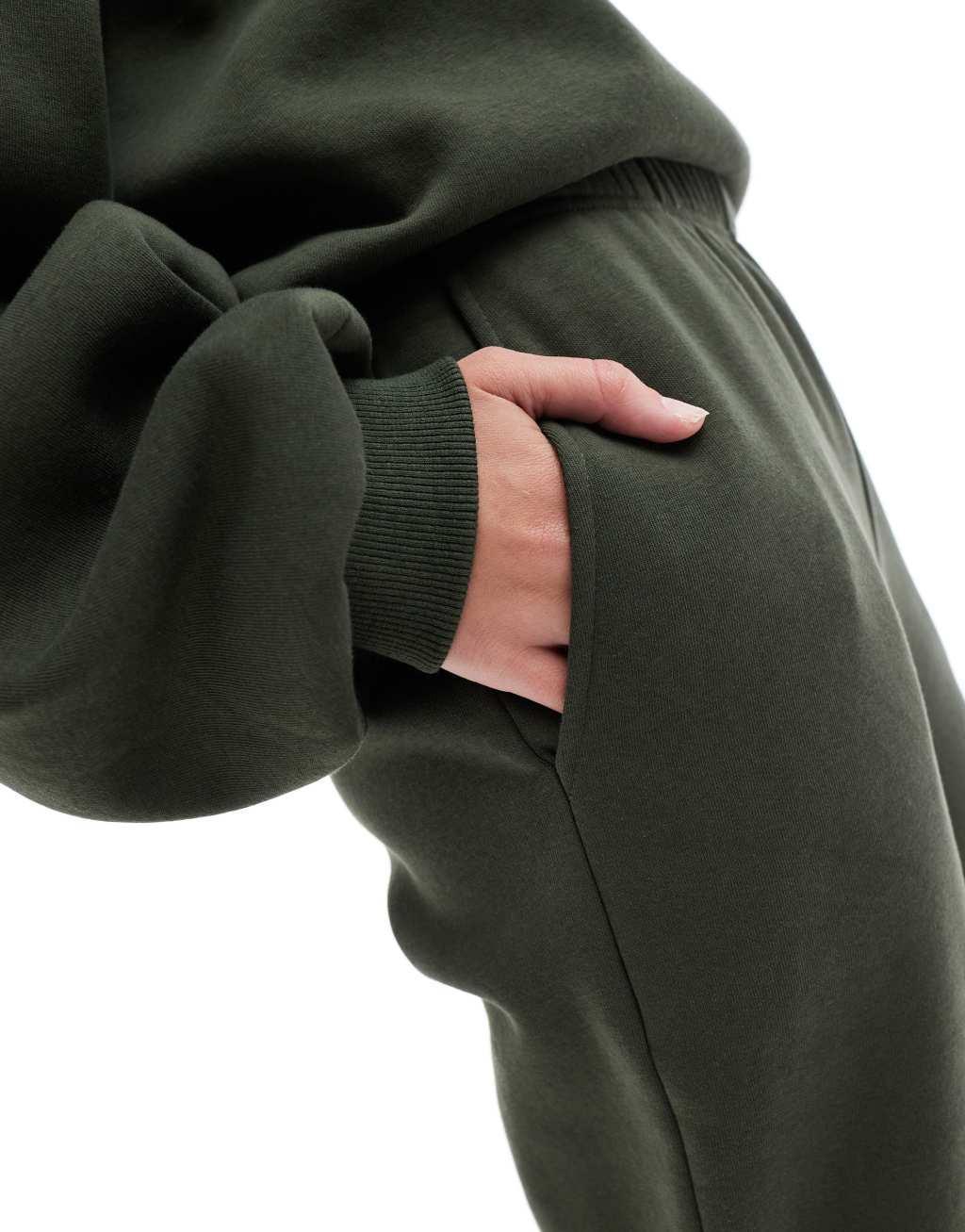 ASOS DESIGN wide leg sweatpants in green - part of a set Product Image