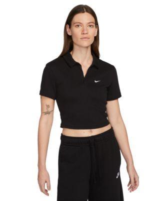 Nike Womens Sportswear Essential Short-Sleeve Polo Top - Black Product Image