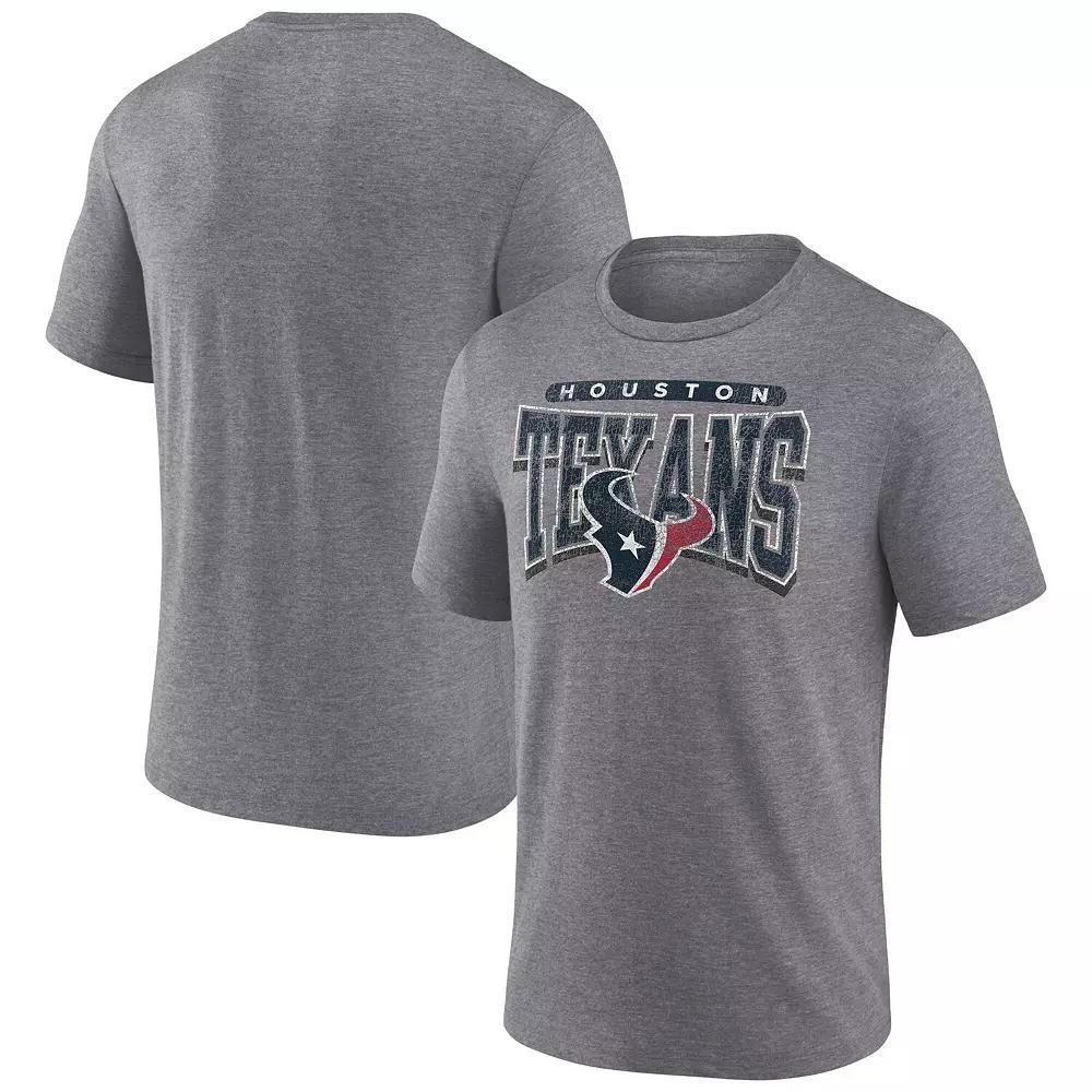 Men's Fanatics Heather Gray Houston Texans Warped Block Tri-Blend T-Shirt, Size: Small, Grey Product Image