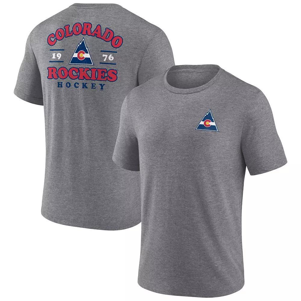 Men's Fanatics Heather Gray CO Rockies Vintage Hockey Winger Tri-Blend T-Shirt,  Product Image