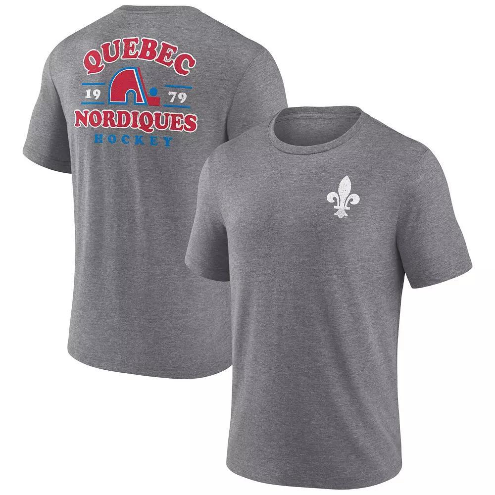 Men's Fanatics Heather Gray Quebec Nordiques Vintage Hockey Winger Tri-Blend T-Shirt,  Product Image