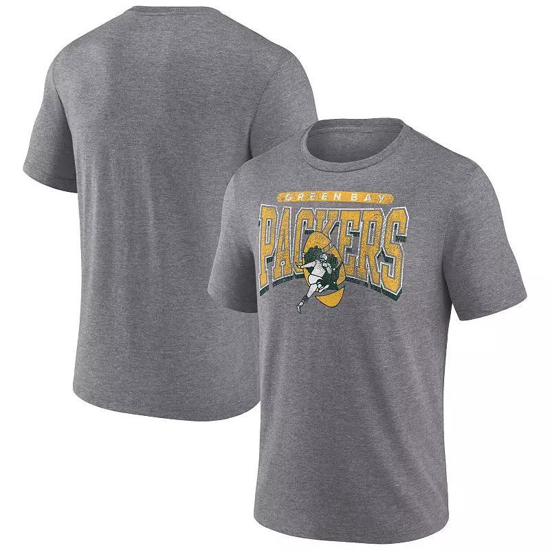 Men's Fanatics Heather Gray New Orleans Saints Warped Block Tri-Blend T-Shirt,  Product Image