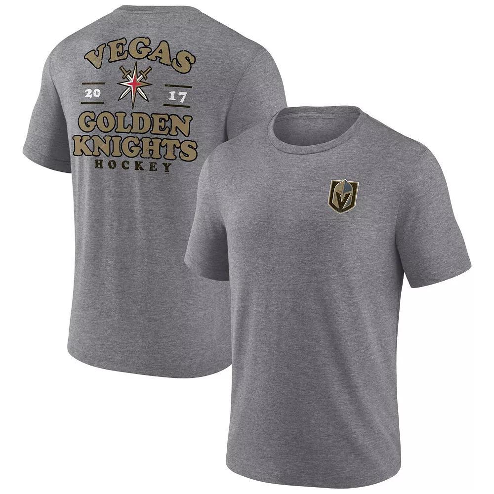 Men's Fanatics  Heather Gray Vegas Golden Knights Winger Tri-Blend T-Shirt, Size: Large, Lvk Grey Product Image