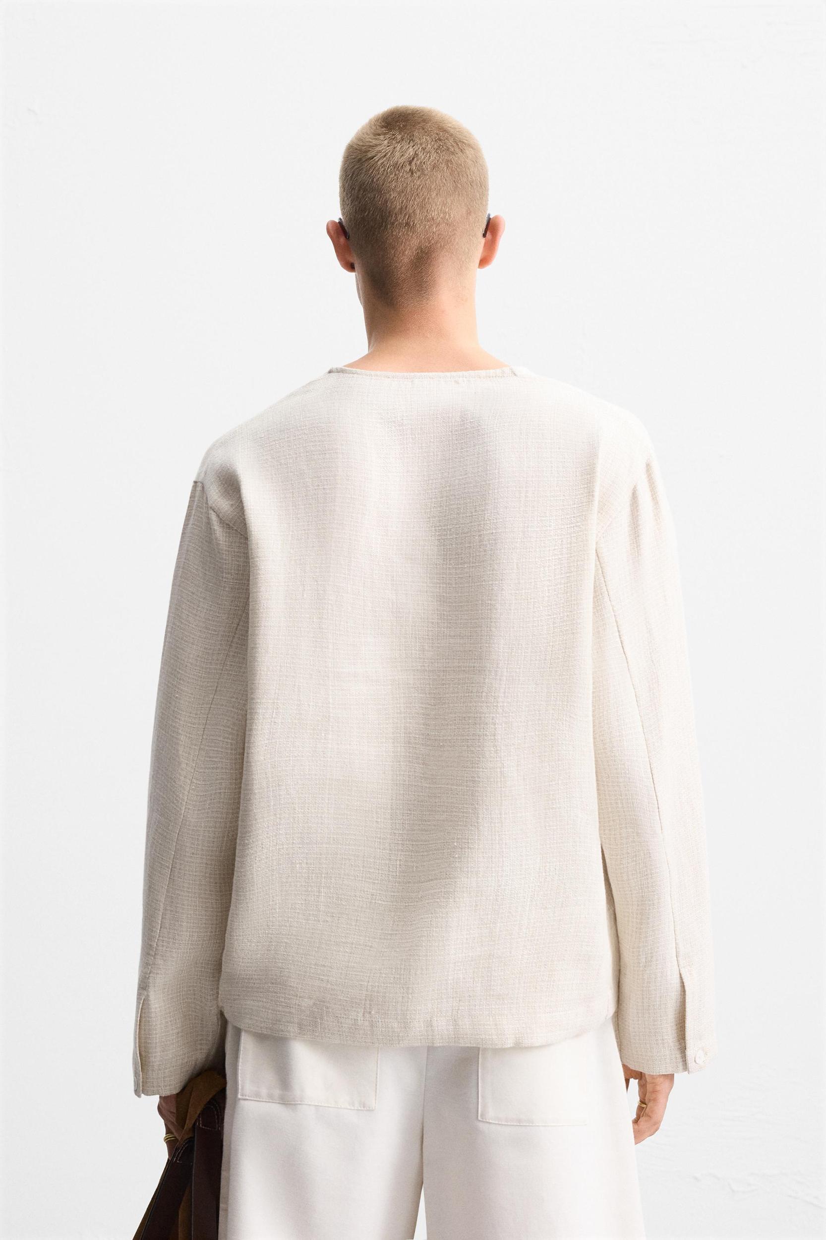 TEXTURED LINEN BLEND POLO SHIRT Product Image