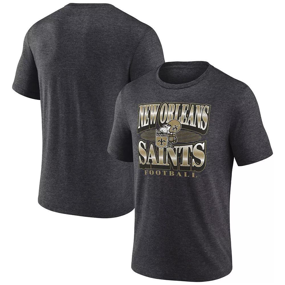 Men's Fanatics Heather Charcoal New Orleans Saints Extreme Tackle Tri-Blend T-Shirt, Size: Large Product Image