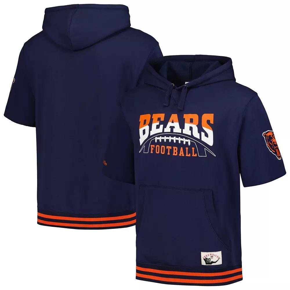 Men's Mitchell & Ness Navy Chicago Bears Pre-Game Short Sleeve Pullover Hoodie,  Product Image