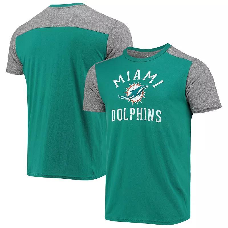 Men's Majestic Threads Aqua/Gray Miami Dolphins Field Goal Slub T-Shirt, Size: 2XL, Turquoise A Product Image