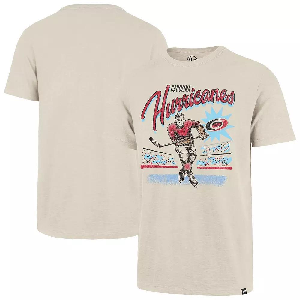 Men's '47  Natural Carolina Hurricanes Hockey Player Golden Age Scrum T-Shirt, Size: 3XL, Beige Product Image