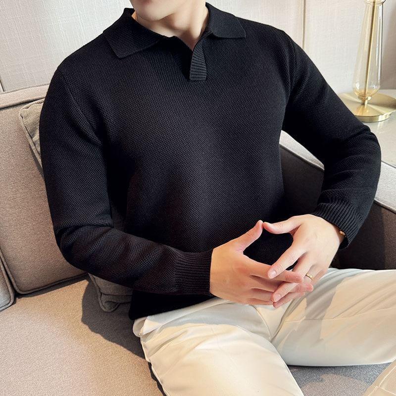 Collar Plain Sweater Product Image