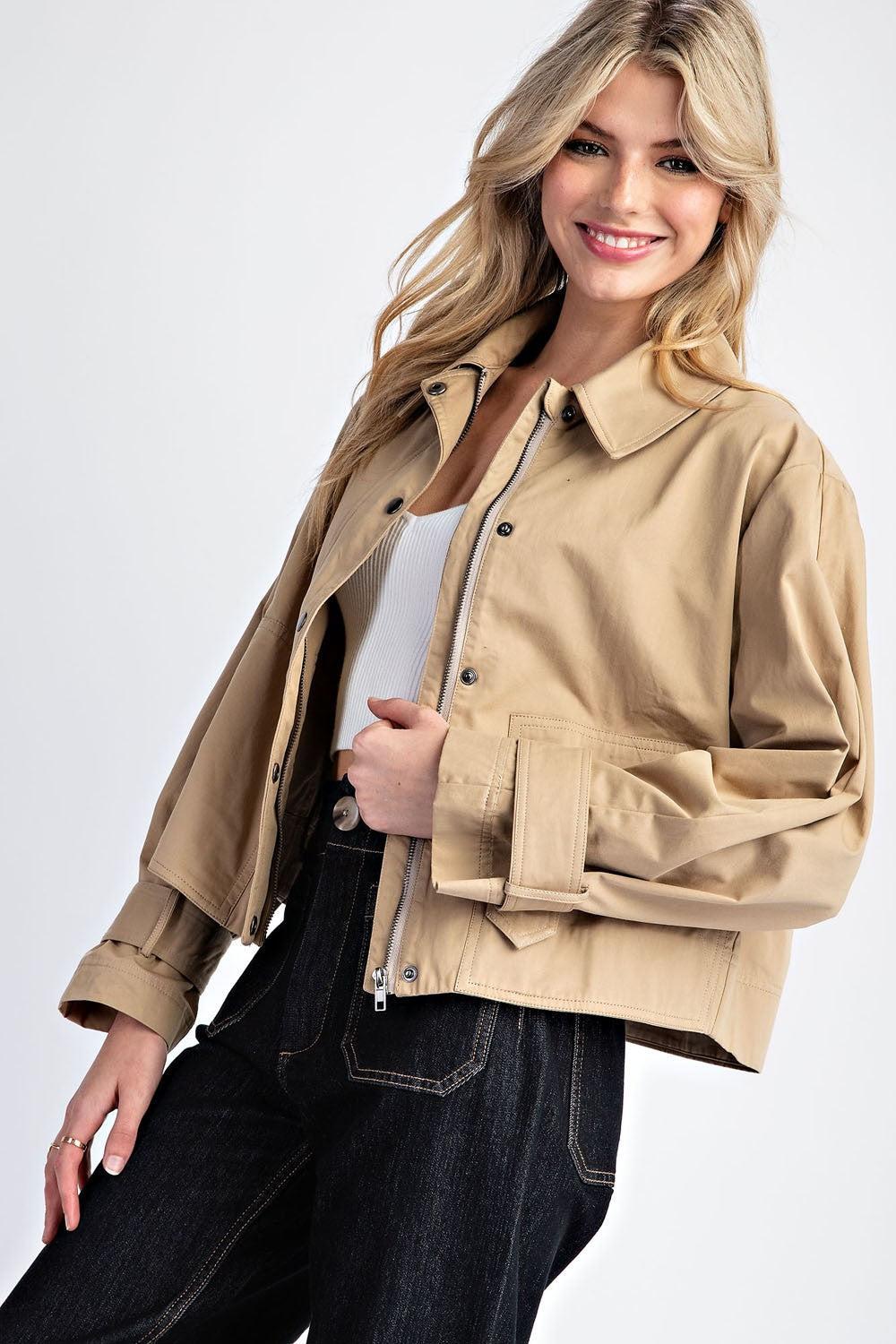Cropped Trench Coat Jacket Product Image