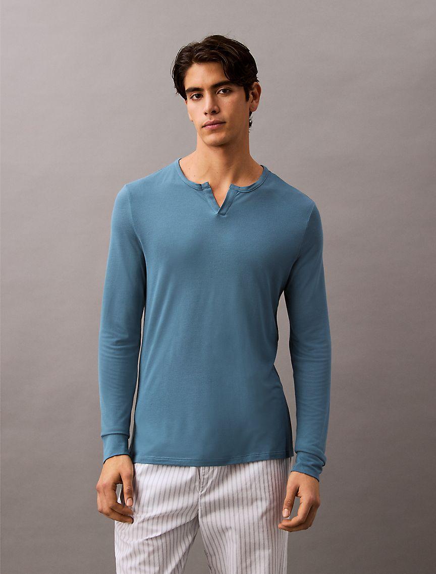 Ultra Soft Modal Pique Henley Sleep Tee Product Image