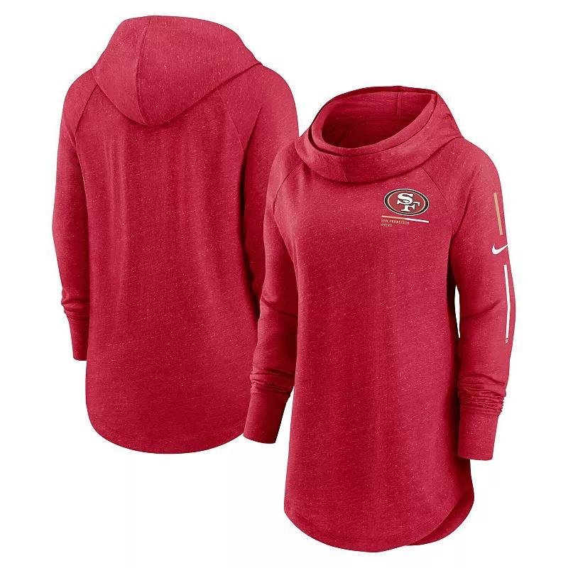 Women's Nike Scarlet San Francisco 49ers Minimal Statement Raglan Funnel Neck Pullover Hoodie,  Product Image