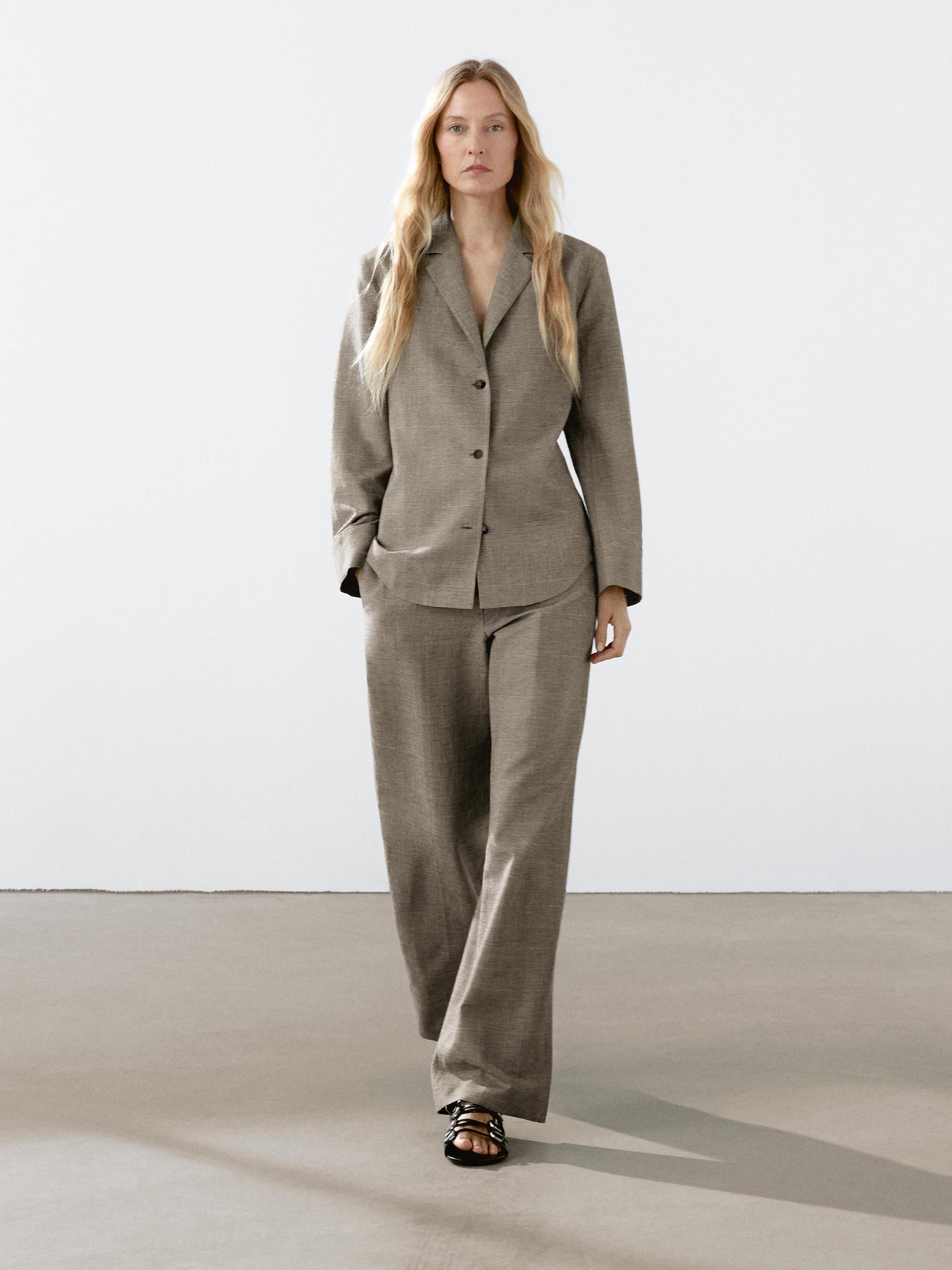 Lightweight check cotton blend blazer Product Image