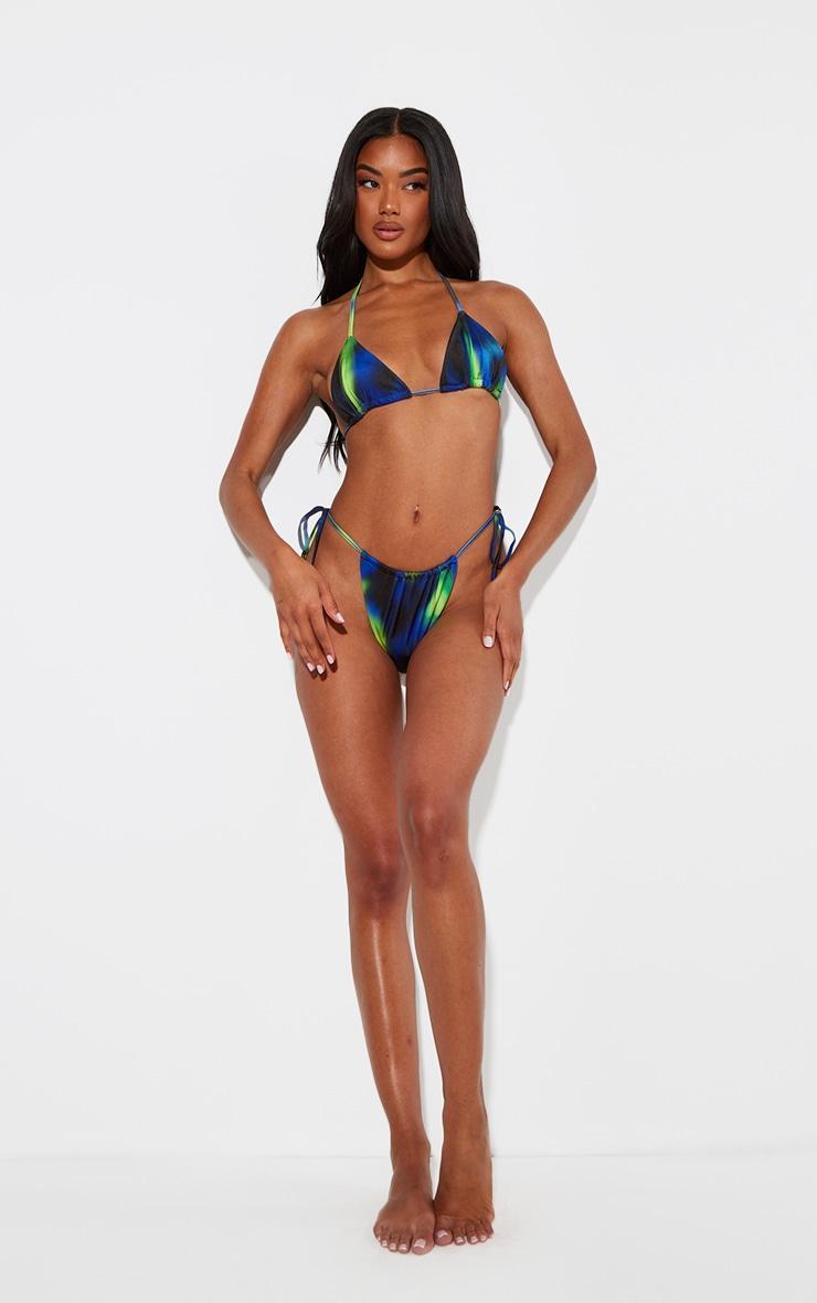 Blue Abstract Tie Side Bikini Bottoms Product Image