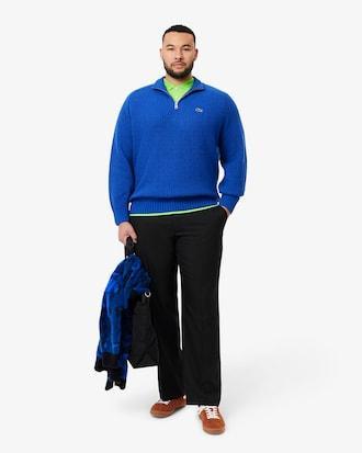 Men's Zip-Up High-Neck Wool Sweater Product Image