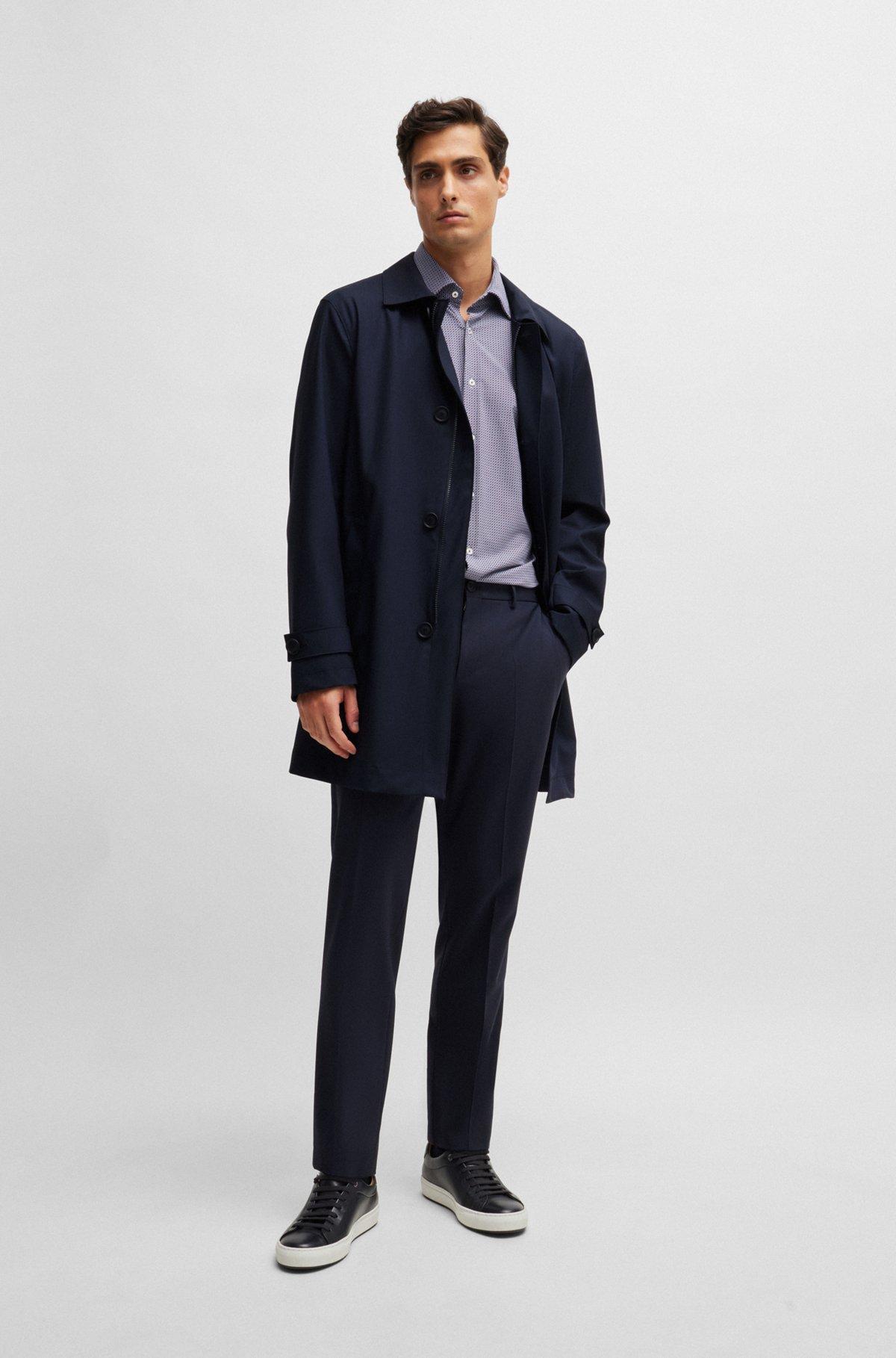 BOSS - Waterproof coat blended with wool - Dark Blue Product Image