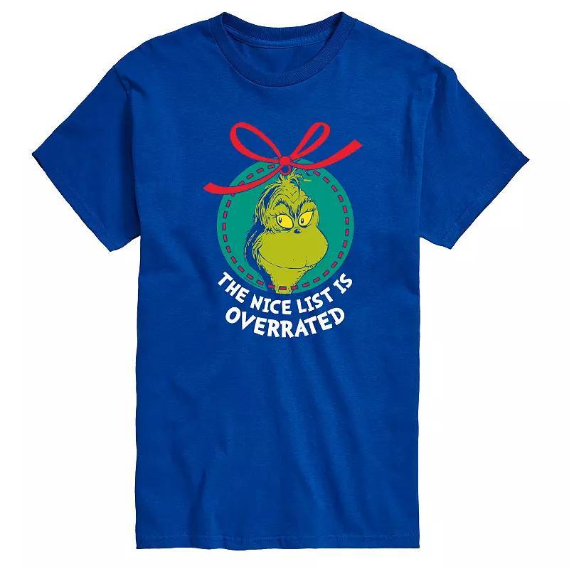 Men's Dr. Seuss The Grinch Nice List Overrated Graphic Tee, Size: Small, Black Product Image