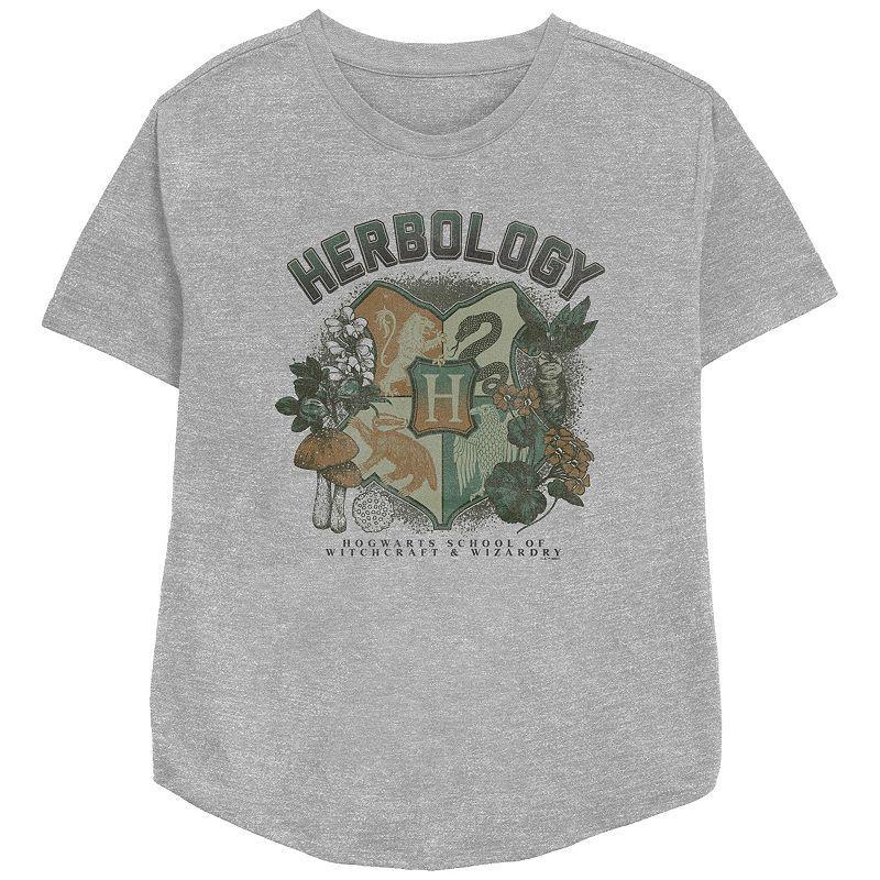 Women's Harry Potter Hogwarts Herbology Crest Relaxed Fit Graphic Tee, Girl's, Size: XS, Athletic Grey Product Image