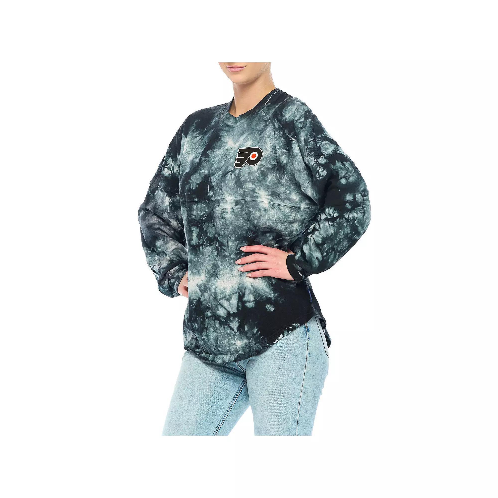 Women's Fanatics Branded Black Boston Bruins Crystal-Dye Long Sleeve T-Shirt,  Product Image