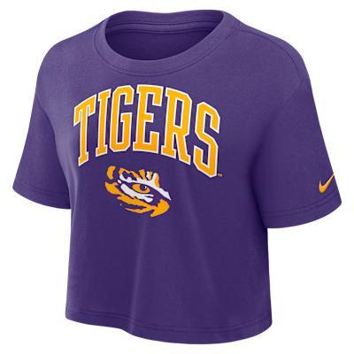 LSU Athletic Prep Arch Women's Nike Dri-FIT College Cropped T-Shirt Product Image
