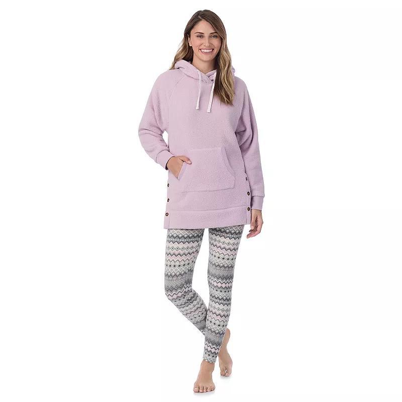 Womens Cuddl Duds Fleece Hooded Tunic Pajama Top & Pajama Bottoms Set Blue Snowflake Product Image