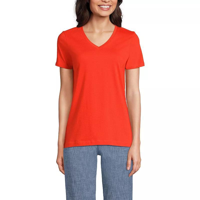 Womens Lands End Relaxed-Fit Supima Cotton V-Neck Tee Rich Red Product Image