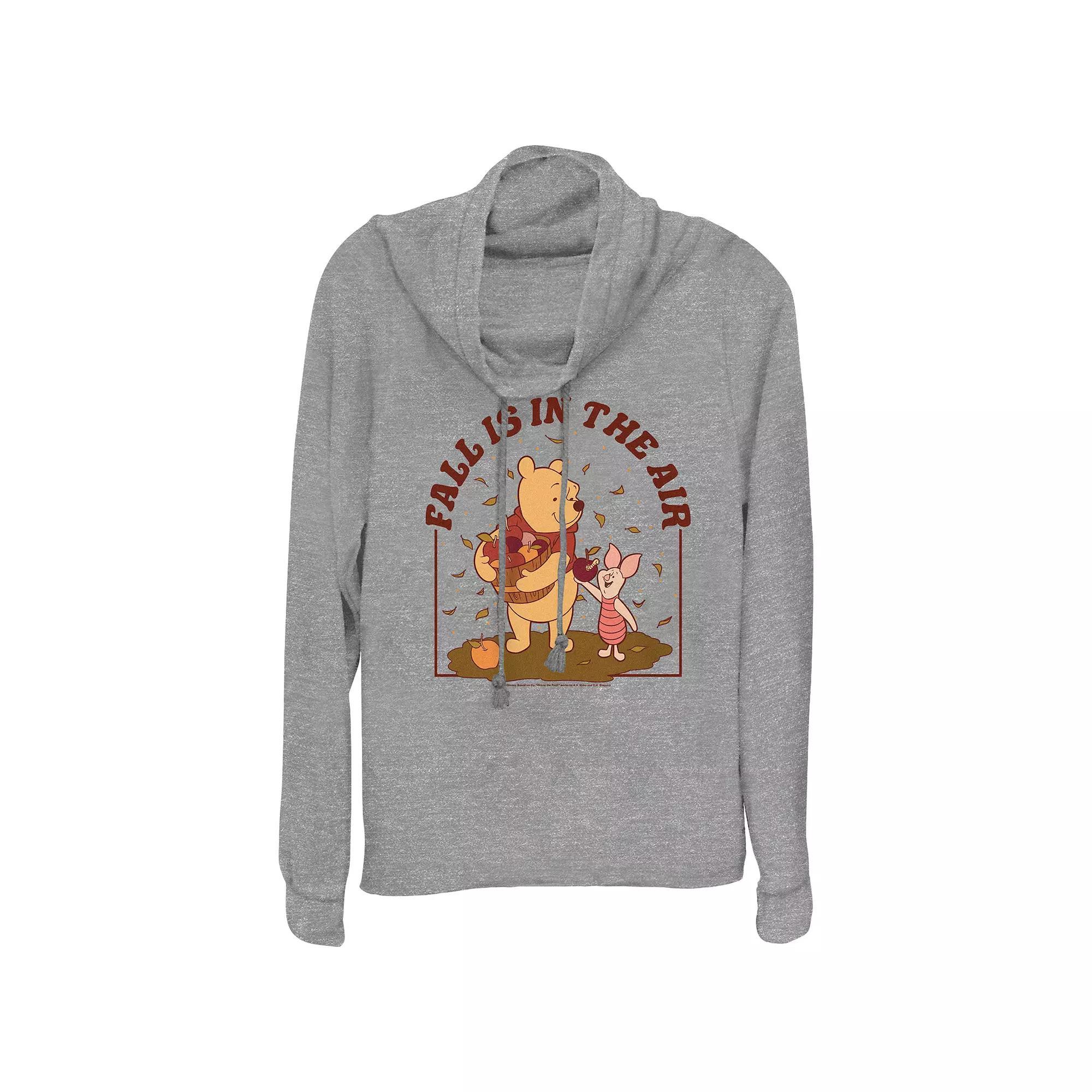 Disney's Winnie The Pooh Fall Is In The Air Plus Size Cowlneck Graphic Lightweight Long Sleeve, Women's, Size: 3XL, Gray Grey Product Image