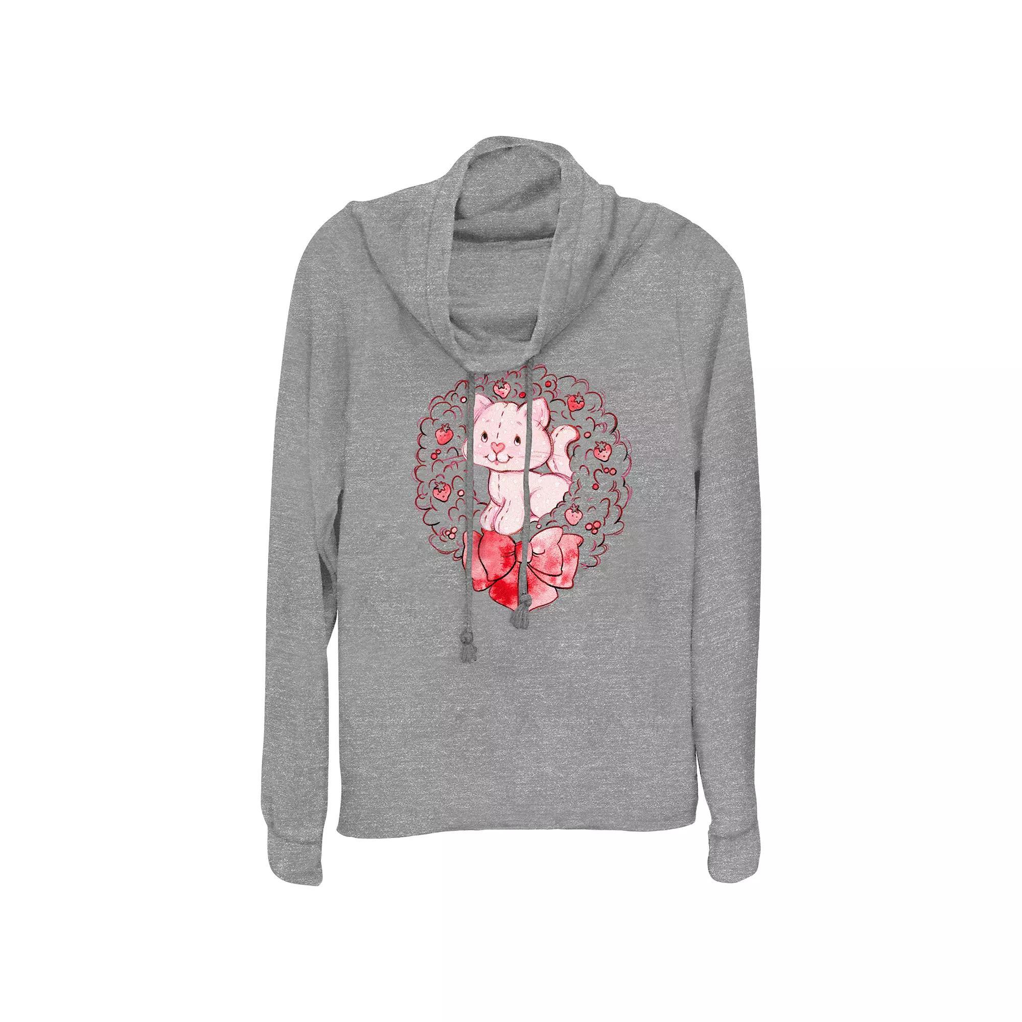 Women's Strawberry Shortcake Custard Wreath Cowlneck Graphic Lightweight Long Sleeve,  Product Image