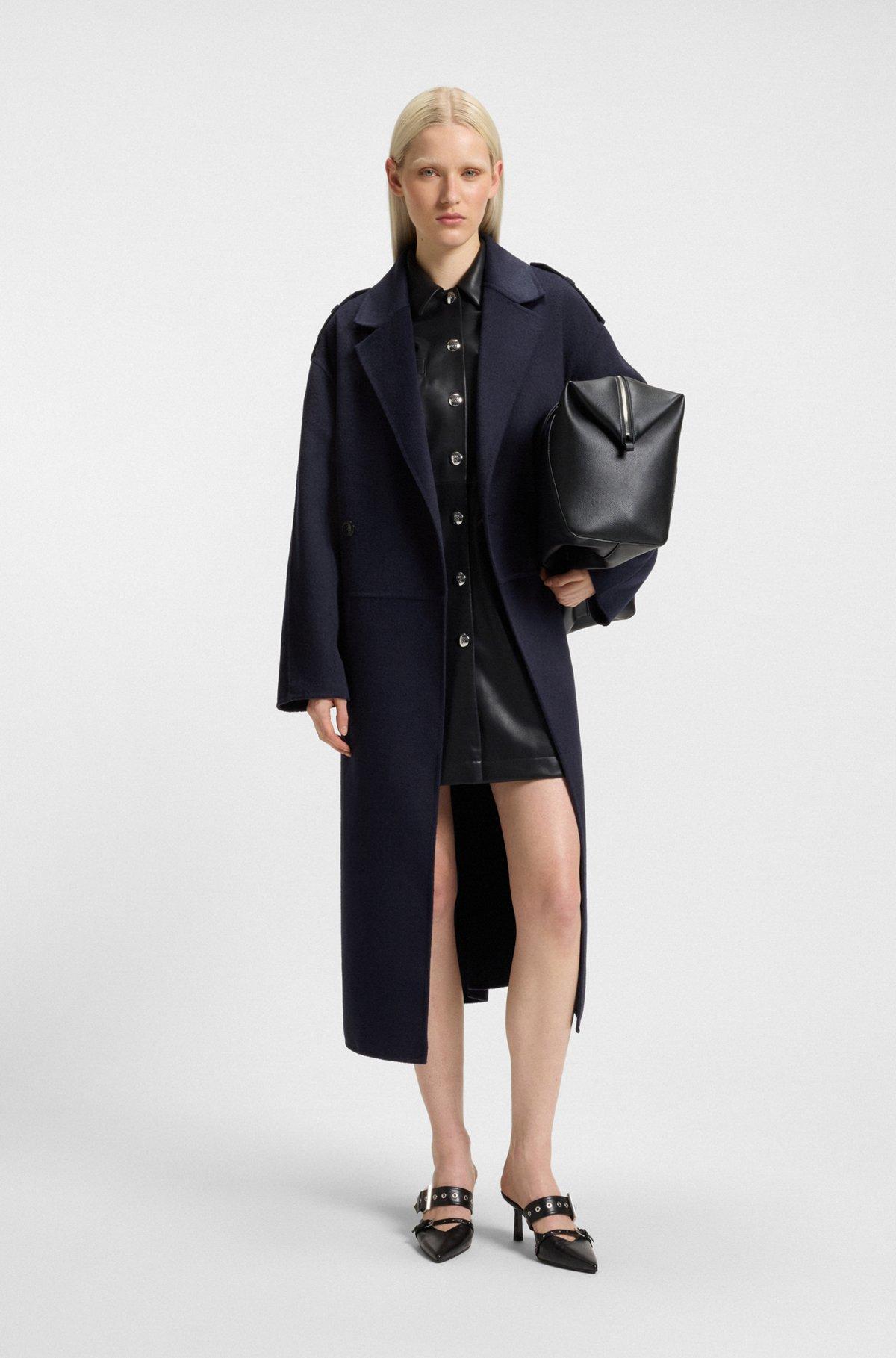 HUGO - Slim-fit coat with double-breasted closure - Dark Blue Product Image