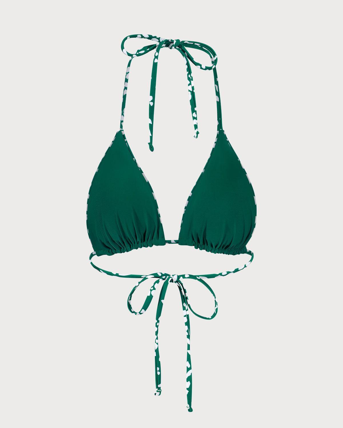 The Green Reversible Floral Triangle Bikini Top Product Image