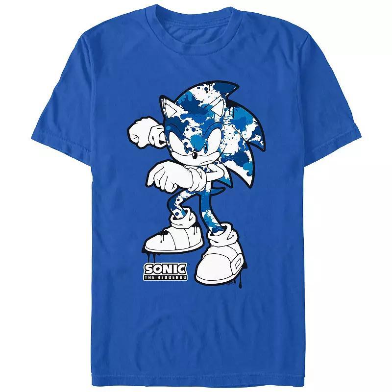 Men's Sonic The Hedgehog Blue Splatters Graphic Tee, Size: XS, Royal Product Image