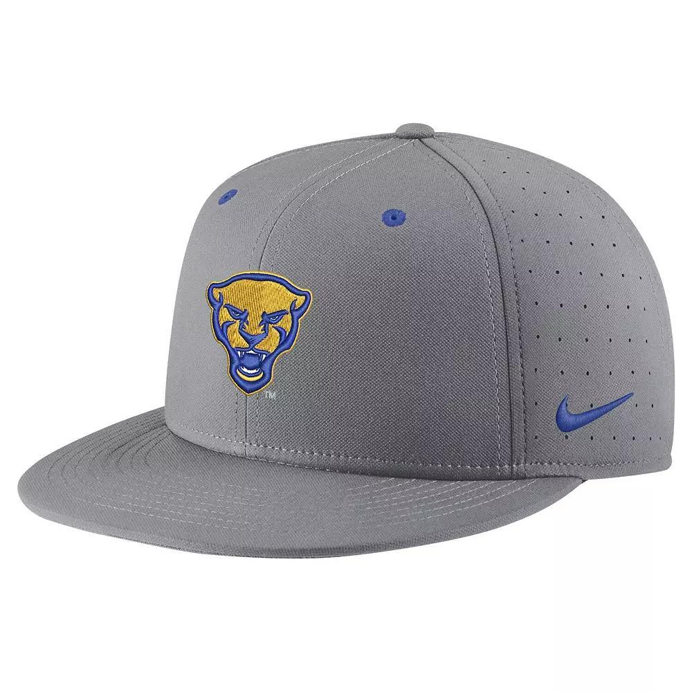 Men's Nike Gray Pitt Panthers USA Side Patch True AeroBill Performance Fitted Hat,  Product Image