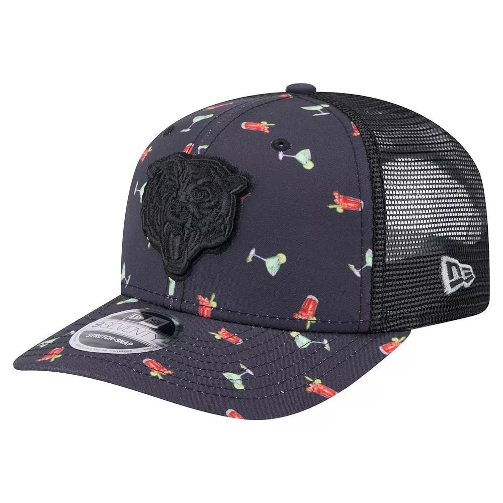 Men's New Era Navy/Black Chicago Bears Adventure Drinks Pattern 9SEVENTY Stretch-Snap Hat, Blue Product Image