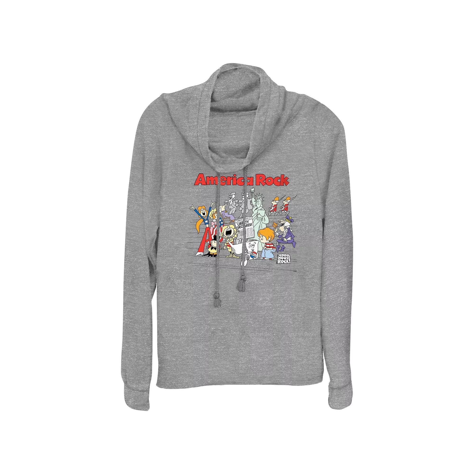 Disney's Schoolhouse Rock! America Rock Women's Cowlneck Graphic Lightweight Long Sleeve,  Product Image