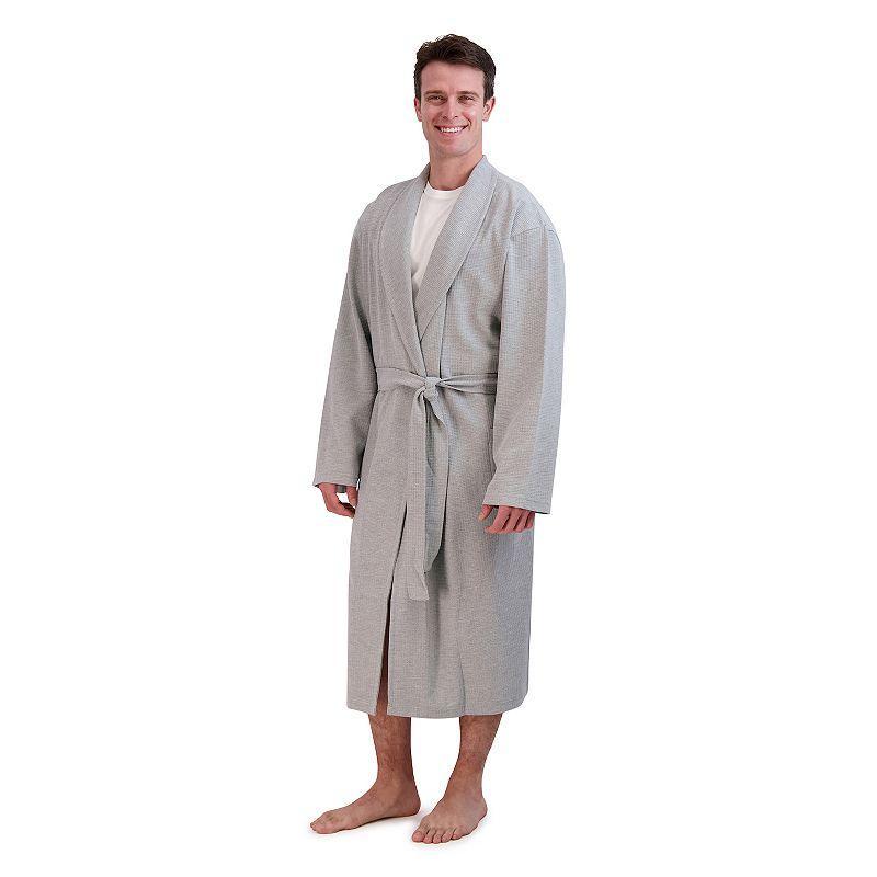 Men's Hanes® Cotton Waffle Robe, Grey Gray Product Image