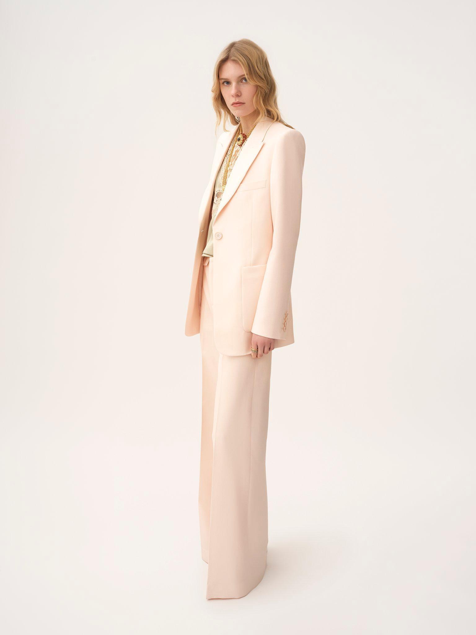 High-rise flared pants in wool gabardine Product Image
