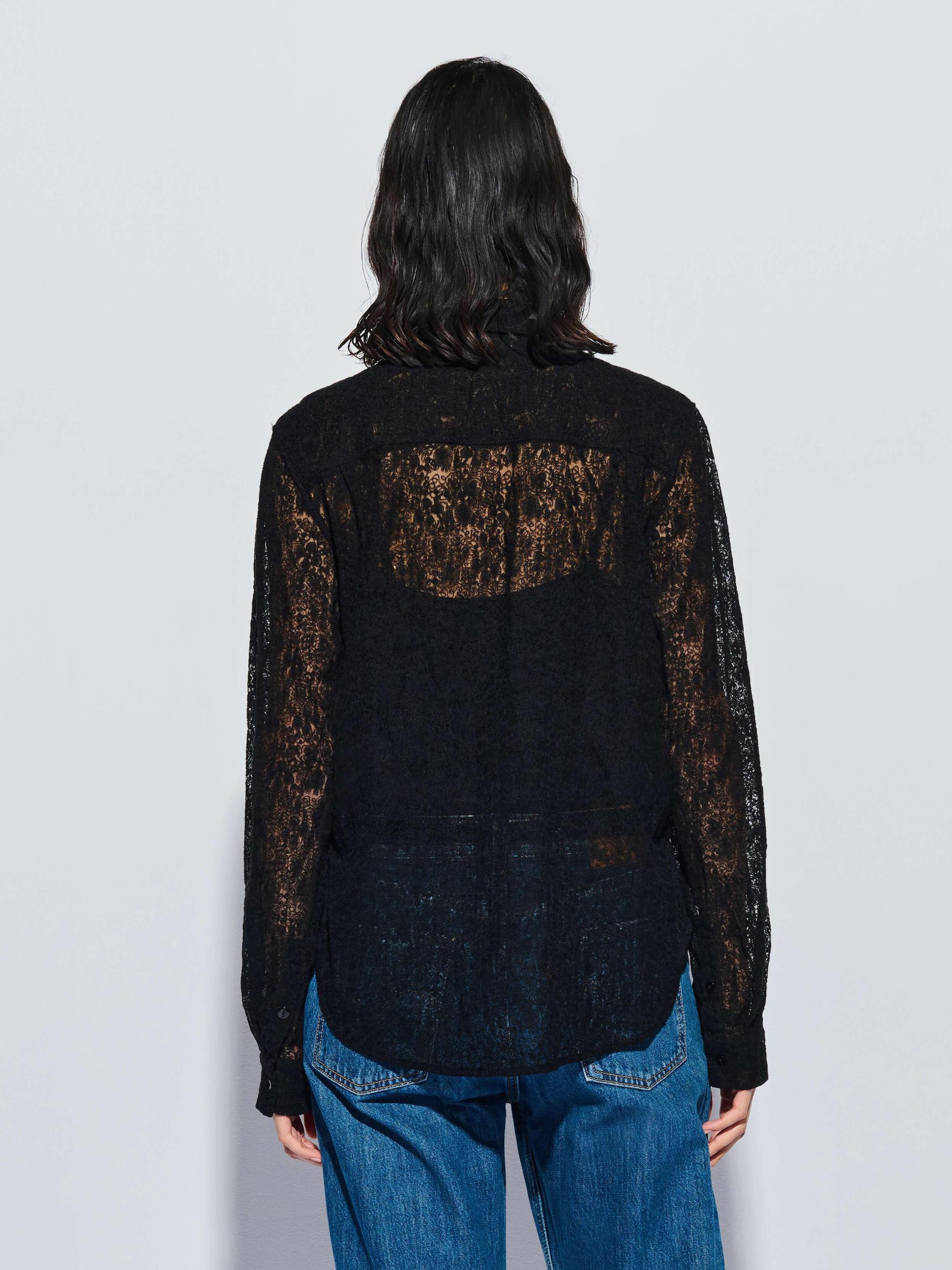 Burke Lace Button Down Jet Black Product Image