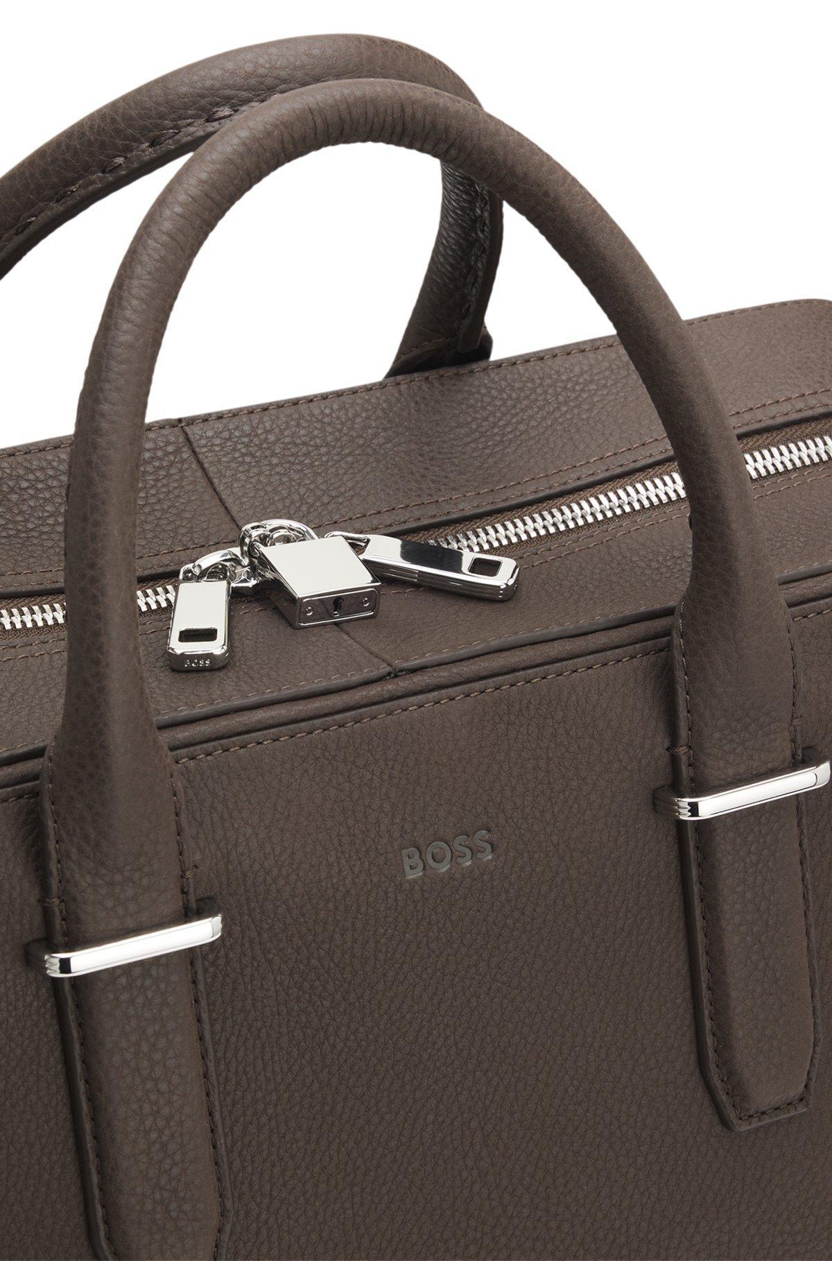 Grained-leather holdall with embossed logo Product Image