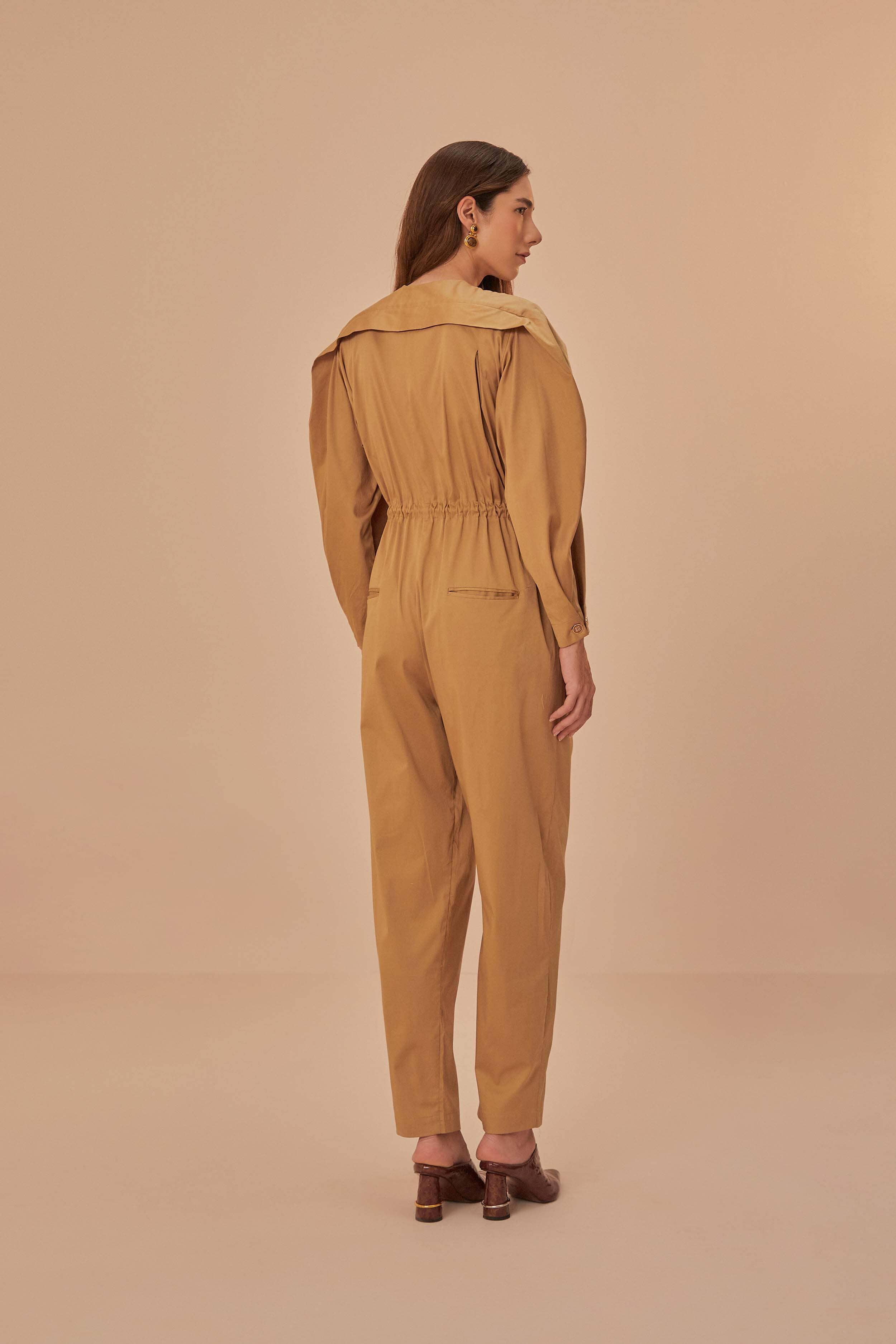 Brown Raglan Sleeve Jumpsuit, BROWN / XL Product Image