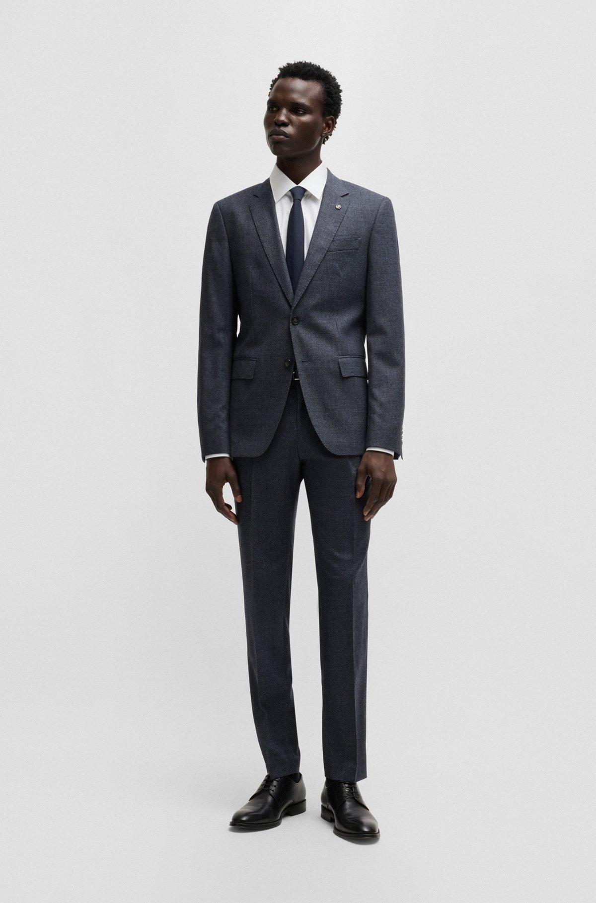 Slim-fit jacket in micro-patterned stretch wool Product Image