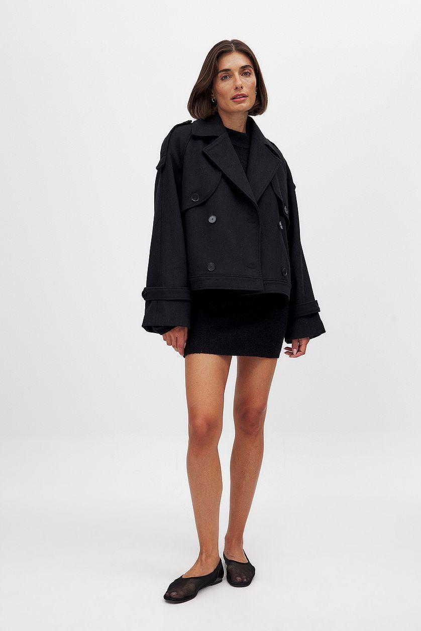 Short Wool Blend Raglan Jacket Product Image