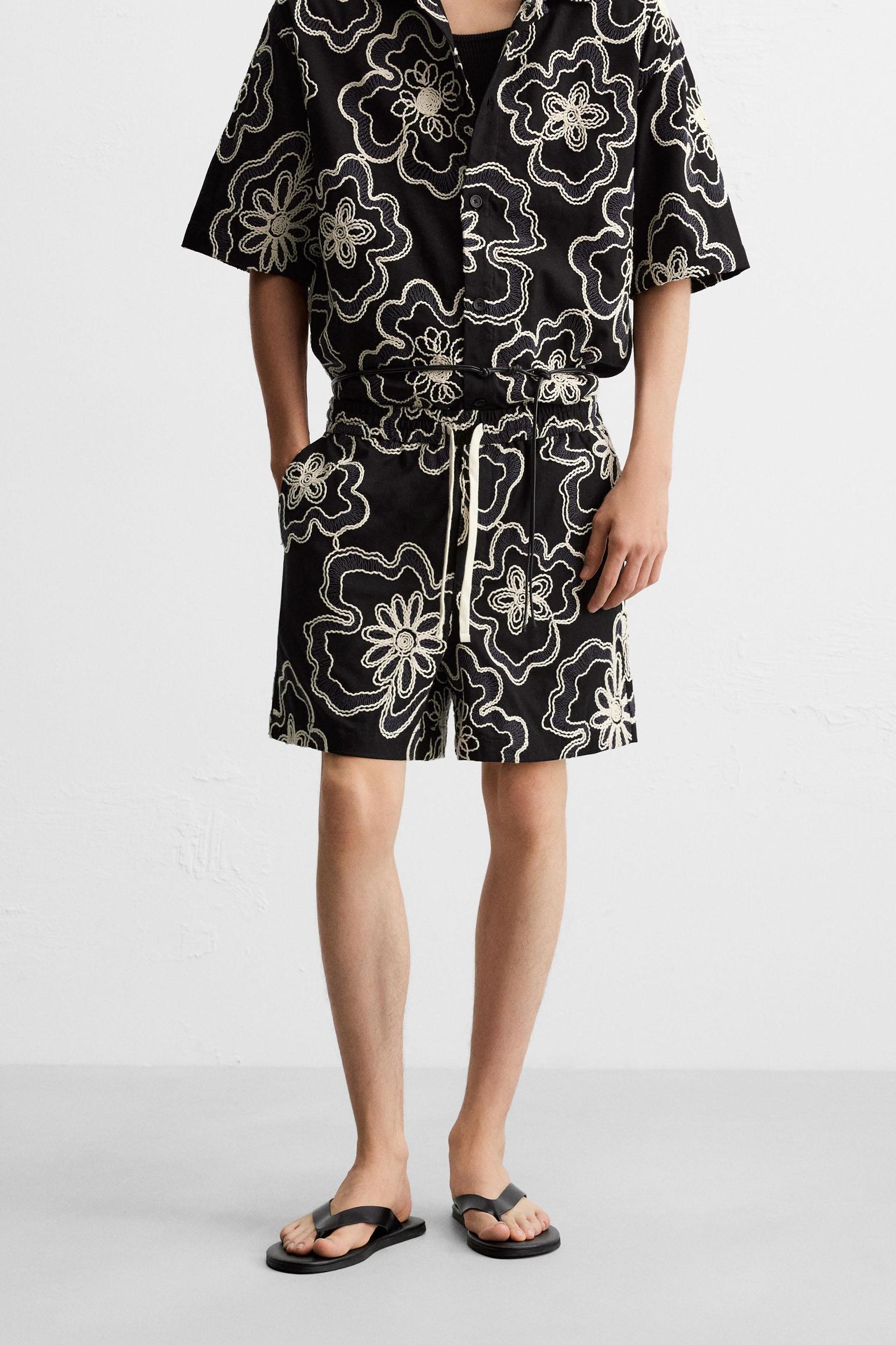 EMBOSSED EMBROIDERY SHORTS Product Image