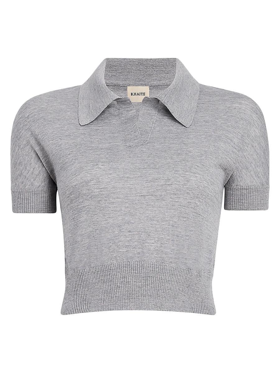 Womens Morgane Wool-Blend Polo Top Product Image