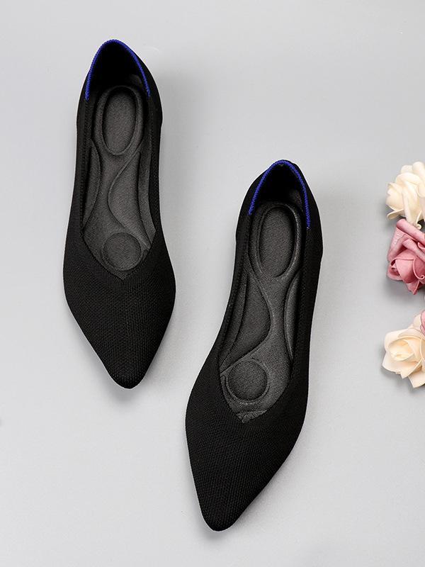Pointed-Toe Shallow Cut Split-Joint Flat Shoes Product Image