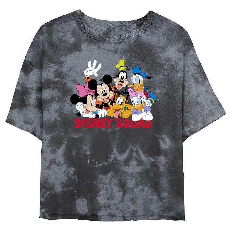 Juniors' Disney Mickey Mouse & Friends Disney Squad Wash Crop Tee, Girl's, Size: Medium, Black Grey Product Image