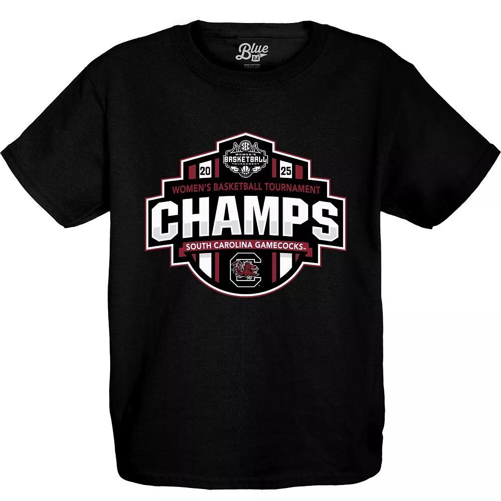 Youth Blue 84 Black South Carolina Gamecocks 2025 SEC Women's Basketball Conference Tournament Champions Locker Room T-Shirt, Girl's, Size: YTH Large Product Image